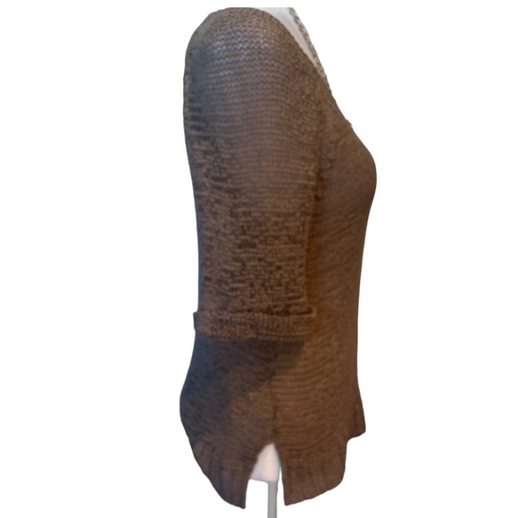 BCBGeneration Sweater Open Weave 3/4 Rolled Sleeve in Light Brown Size XS - Picture 2 of 6